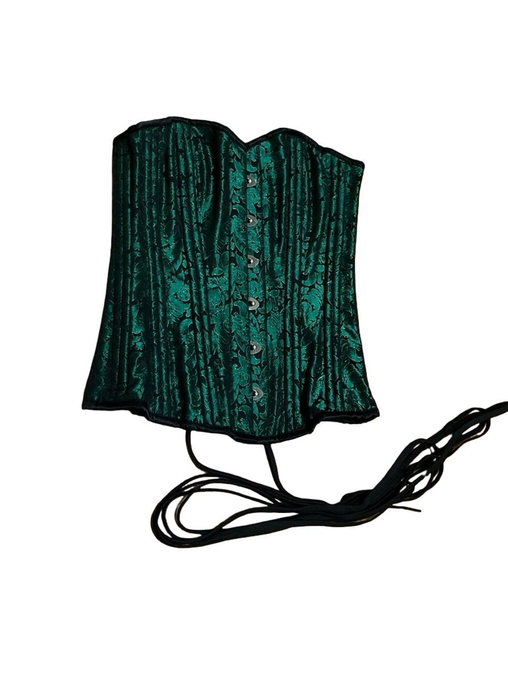Corsetsnmore Steel Boned Green Brocade Corset Goth Punk Burlesque Rocky Sz S